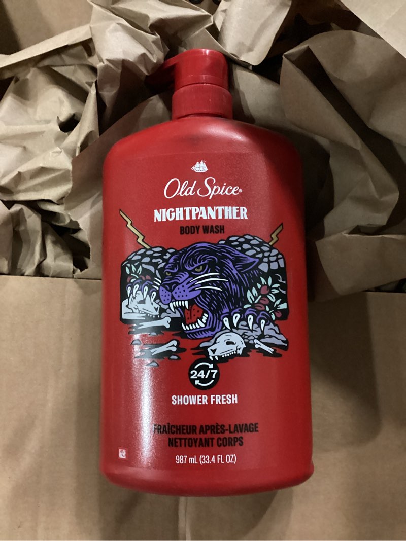 Old Spice Wild Body Wash for Men, 24/7 Shower Fresh, 3X Defense, Long Lasting Lather, NightPanther Scent, 33.4 oz